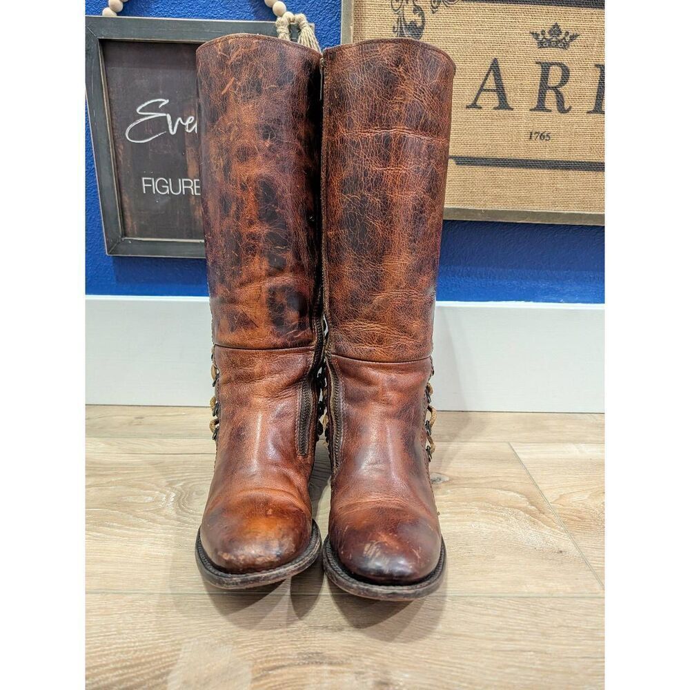Freebird by Steven Reese Cognac Lace Up Tall Riding Boot Women's 9 Leather - Picture 6 of 15